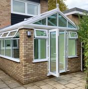 Edwardian style conservatory with gabled roof